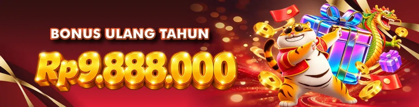 Spanduk bonus ulang tahun Rp9.888.000